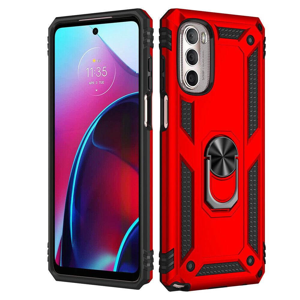 Protectores para celular  para Motorola  MOTO E32 Funda reforzada con anillo v2 Rojo